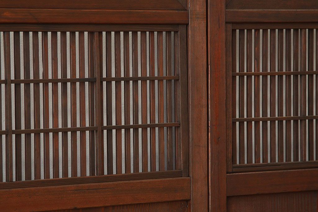 アンティーク　裏障子付格子戸4枚セット(建具・引き戸)