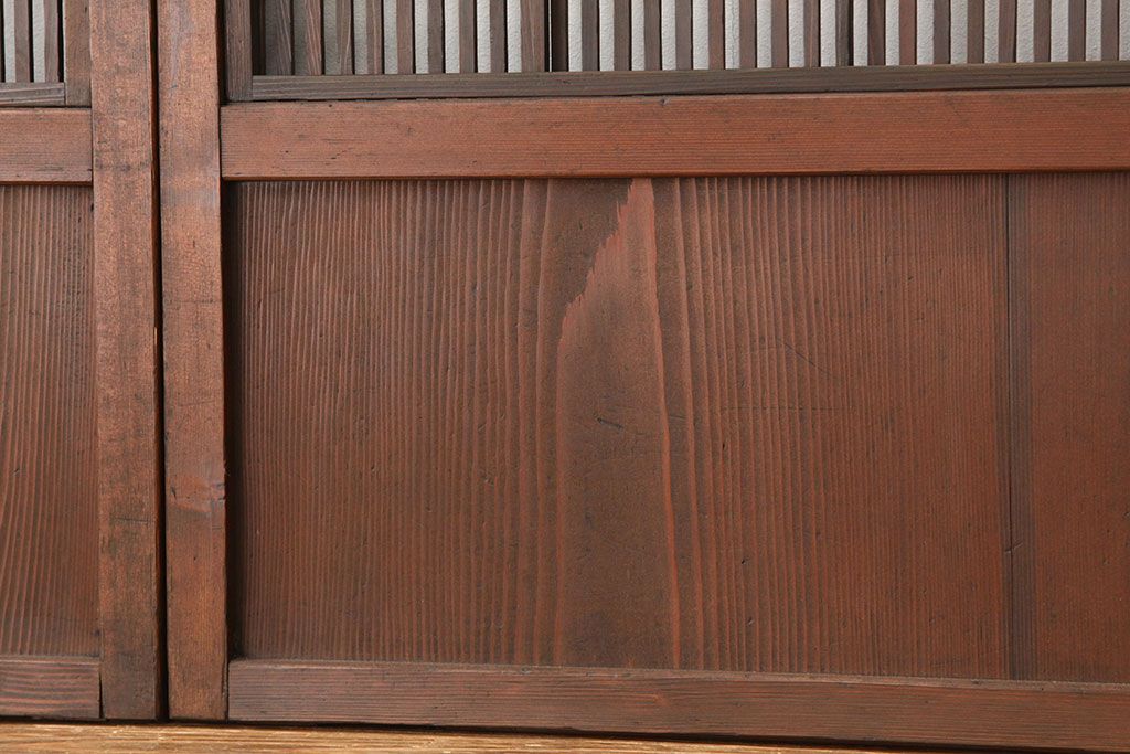 アンティーク　裏障子付格子戸4枚セット(建具・引き戸)