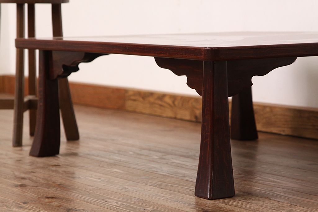 レトロ家具　昭和レトロ　漆塗り風座卓(テーブル・机)