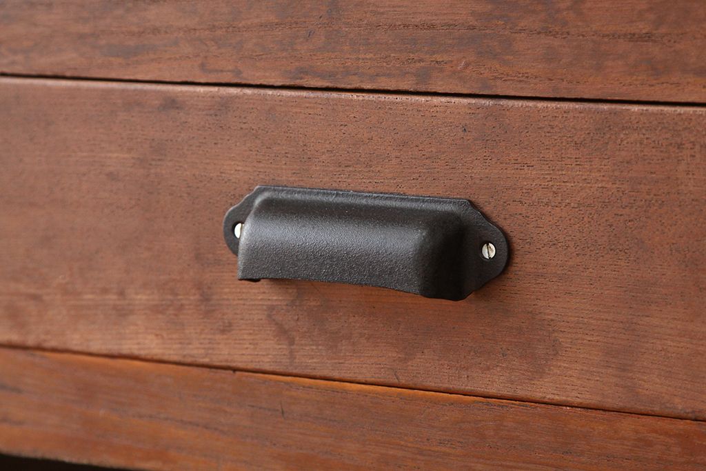 アンティーク家具　アンティーク　古い木のモールガラス　大ぶりな下駄箱(収納棚)