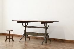 アンティーク家具　アンティーク　インダストリアルデザインワークテーブル(作業台・ダイニングテーブル)