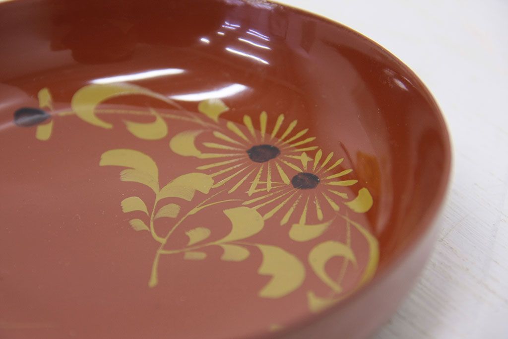 アンティーク雑貨　アンティーク　大正時代!大内塗古い蒔絵の木製小皿20枚(漆器、銘々皿)