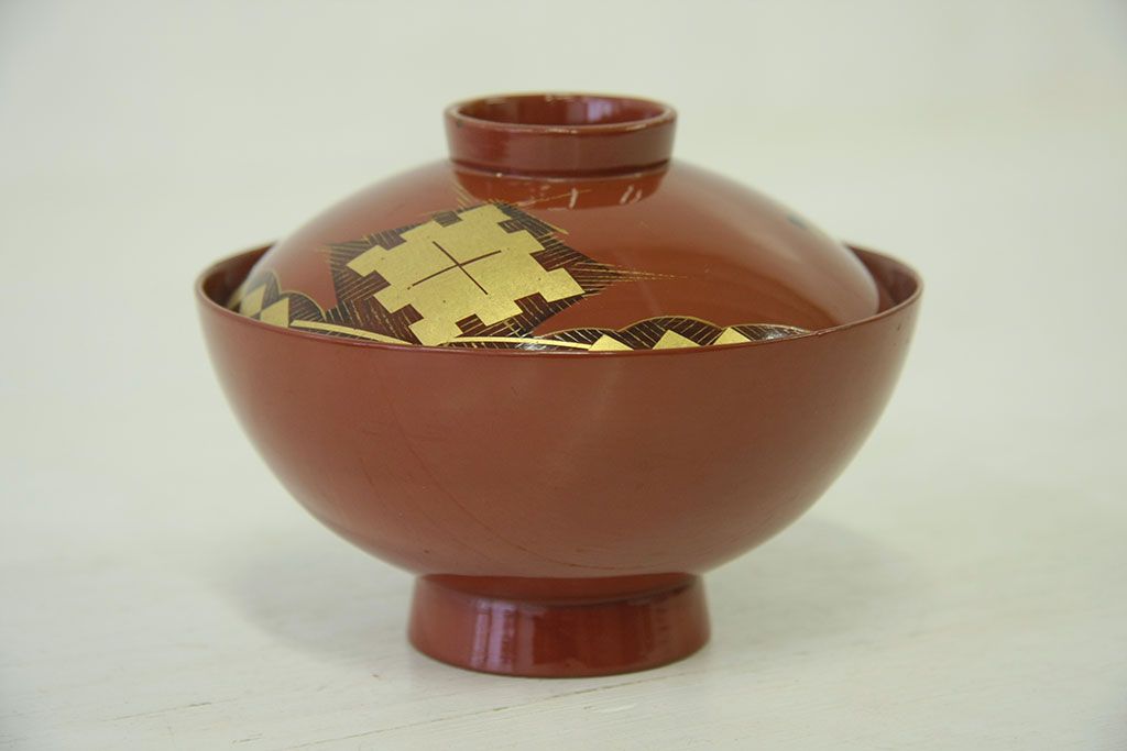アンティーク雑貨　アンティーク　大正〜昭和初期!古い蒔絵の木製お椀16客(漆器)