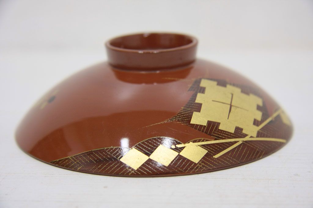 アンティーク雑貨　アンティーク　大正期!大内塗・古い蒔絵の木製お椀10客(3)(漆器)