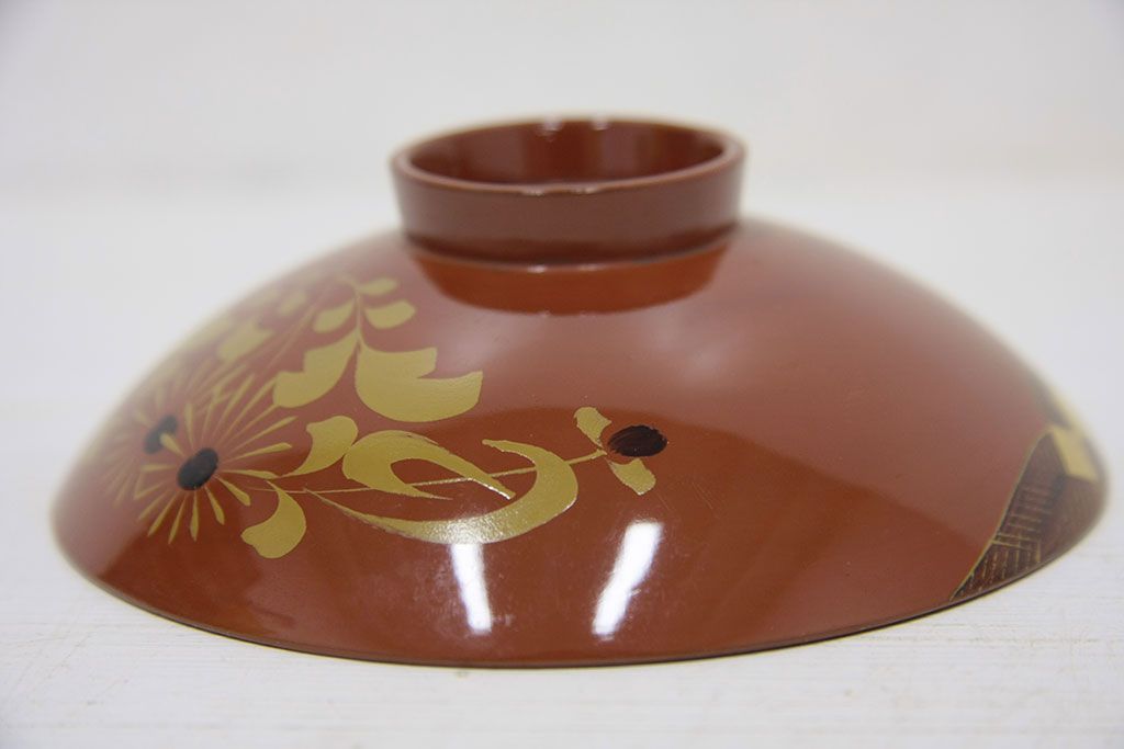 アンティーク雑貨　アンティーク　大正期!大内塗・古い蒔絵の木製お椀10客(3)(漆器)