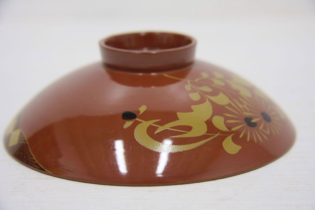 アンティーク雑貨　アンティーク　大正期!大内塗・古い蒔絵の木製お椀10客(3)(漆器)