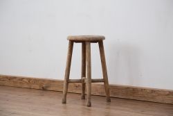 アンティーク家具　アンティーク　古い木のスツール(丸椅子)