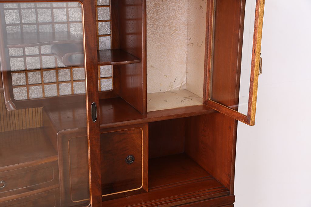 昭和レトロ　極上美品!前面桑材(張り)の上質な二段重ね茶箪笥