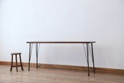 アンティーク家具　アンティーク　古い木の鉄脚テーブル(作業台)(1)