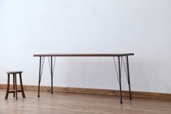 アンティーク家具　☆アンテイーク　古い木の鉄脚テーブル(作業台)