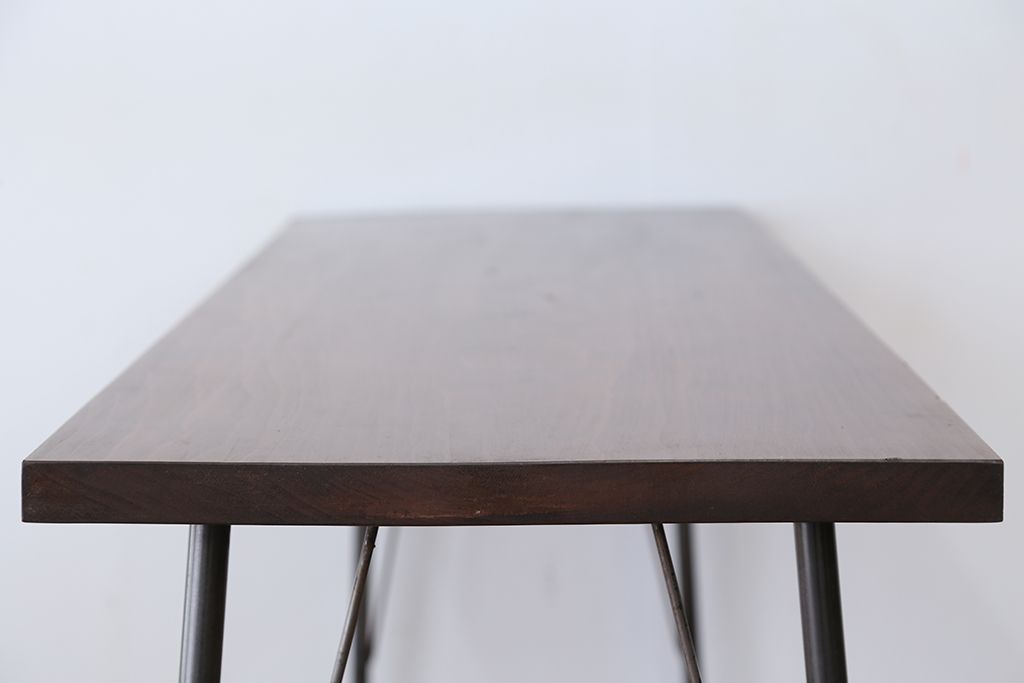 アンティーク家具　☆アンテイーク　古い木の鉄脚テーブル(作業台)