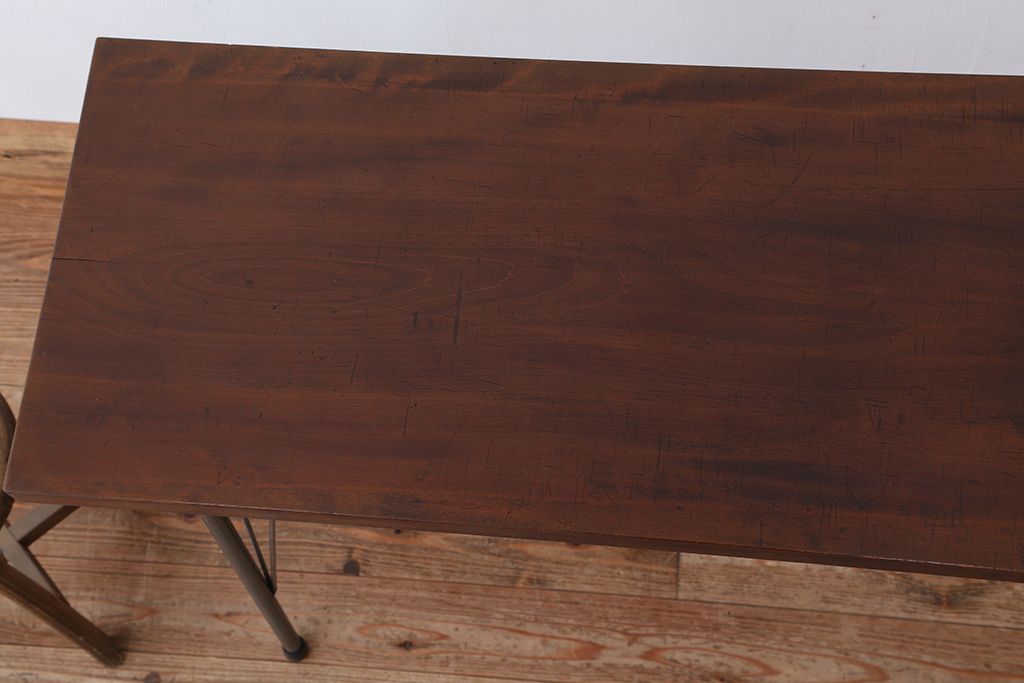 アンティーク家具　☆アンテイーク　古い木の鉄脚テーブル?(作業台)