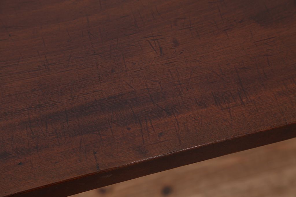 アンティーク家具　☆アンテイーク　古い木の鉄脚テーブル?(作業台)