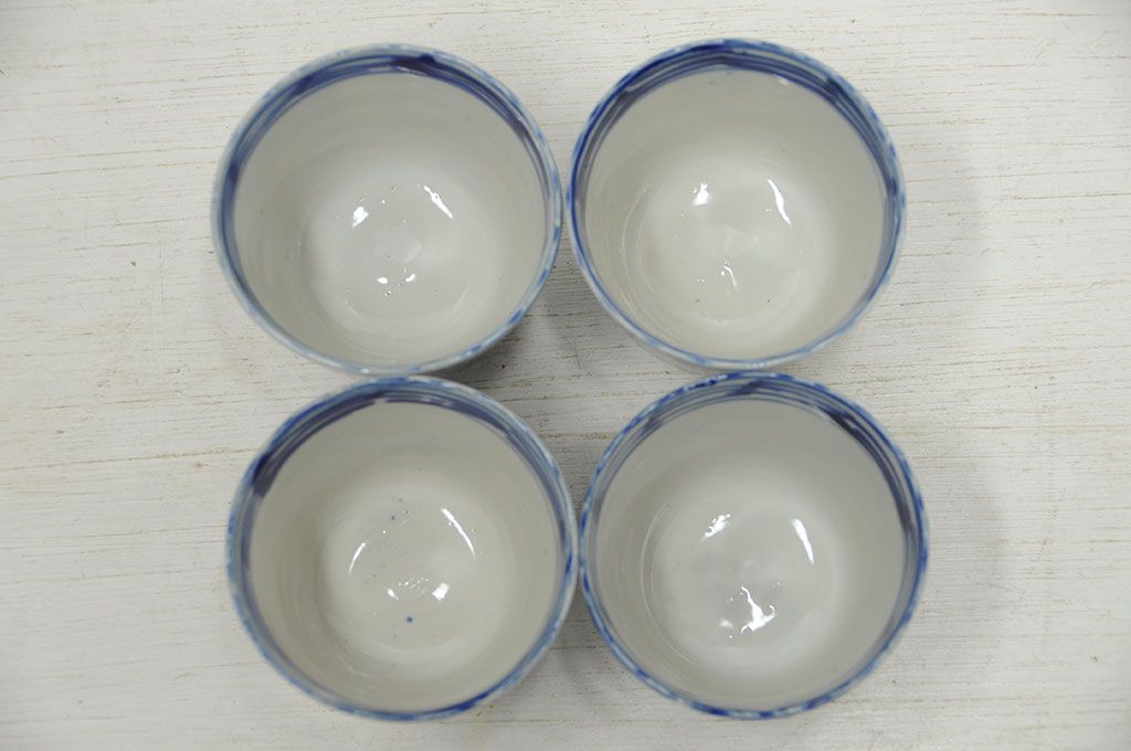 アンティーク雑貨　大正〜昭和初期!古い角皿・湯呑茶碗など18点(蕎麦著口)