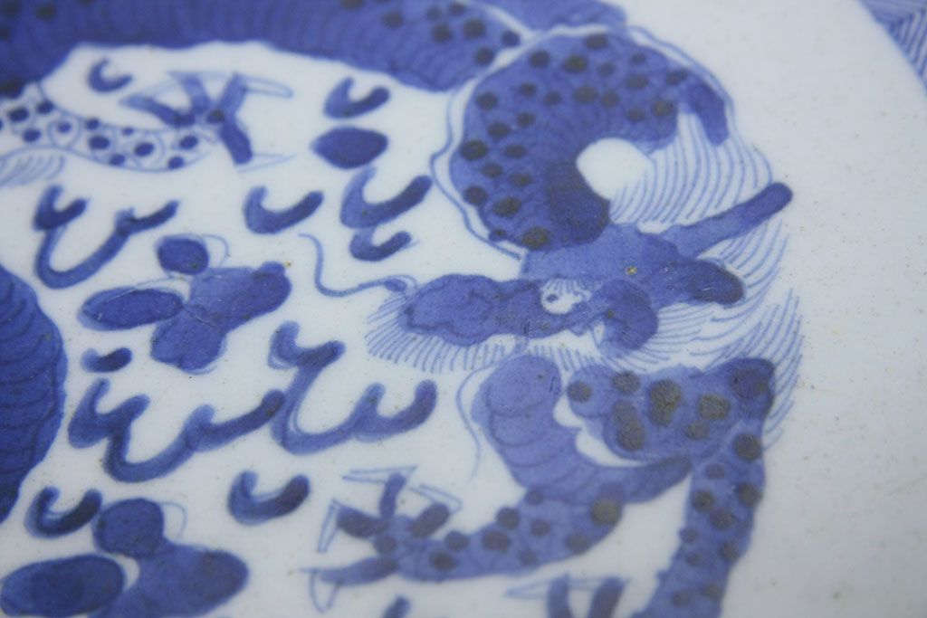 アンティーク雑貨　○江戸〜明治!図柄の良い染付皿2枚(大明成化年製)