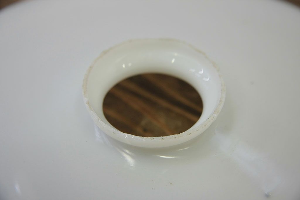 古い乳白平笠ガラス照明2点セット
