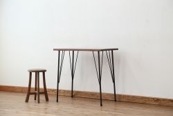 アンティーク家具　アンティーク　天板一枚板!古材を使った鉄脚テーブル?(作業台・机)