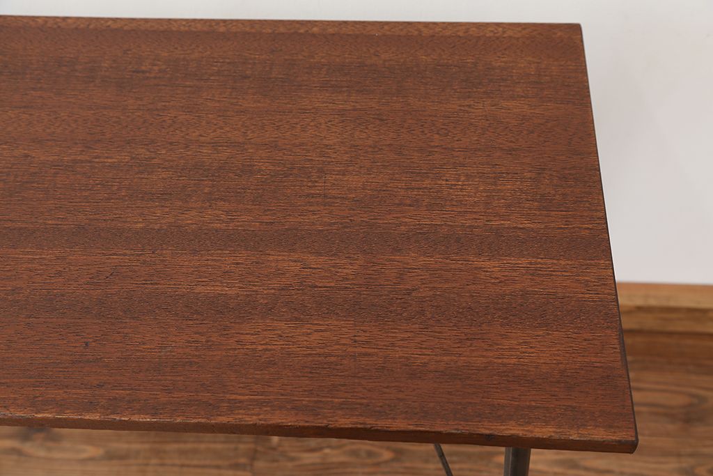 アンティーク家具　アンティーク　天板一枚板!古材を使った鉄脚テーブル(作業台・机)