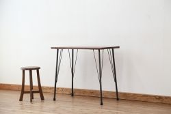 アンティーク家具　アンティーク　天板一枚板!古材を使った鉄脚テーブル(作業台・机)