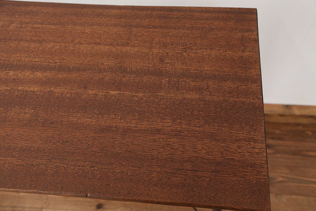 アンティーク家具　アンティーク　天板一枚板!古材を使った鉄脚テーブル(作業台・机)