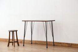 アンティーク家具　アンティーク　天板一枚板!古材を使った鉄脚テーブル(作業台・机)