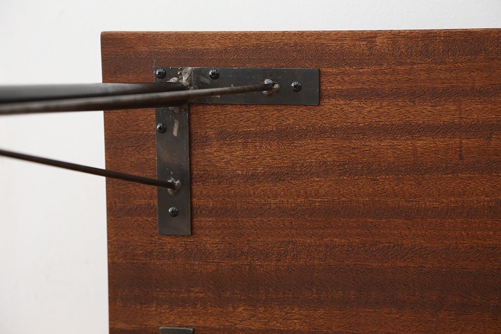 アンティーク家具　アンティーク　天板一枚板!古材を使った鉄脚テーブル(作業台・机)