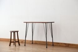 アンティーク家具　アンティーク　天板一枚板!古材を使った鉄脚テーブル(作業台・机)