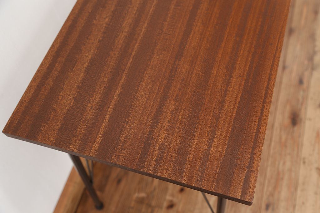 アンティーク家具　アンティーク　天板一枚板!古材を使った鉄脚テーブル(作業台・机)