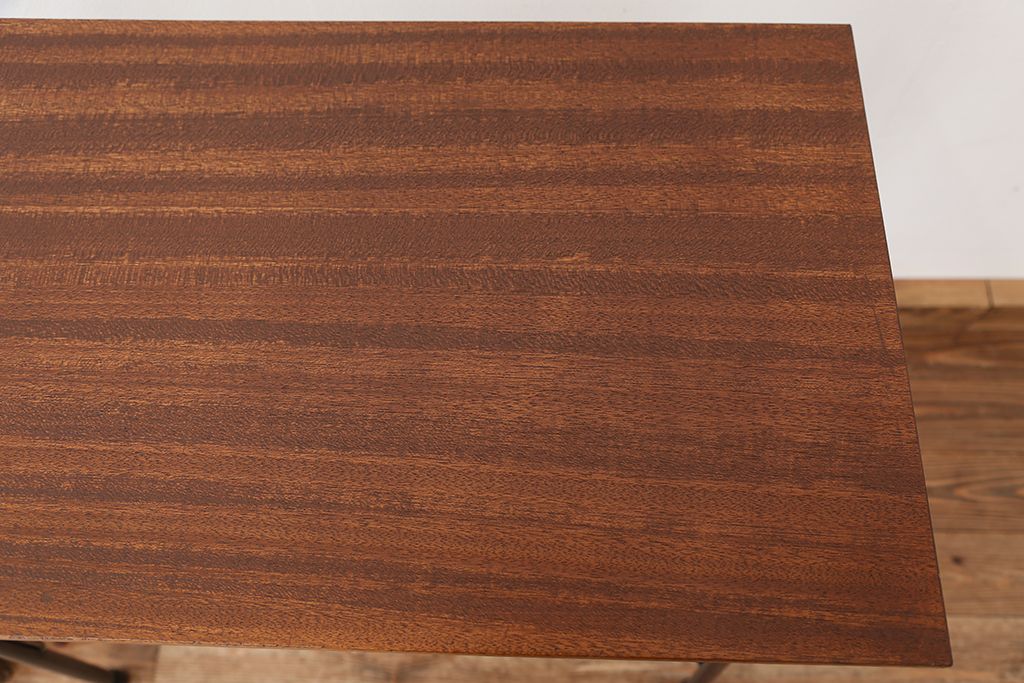 アンティーク家具　アンティーク　天板一枚板!古材を使った鉄脚テーブル(作業台・机)