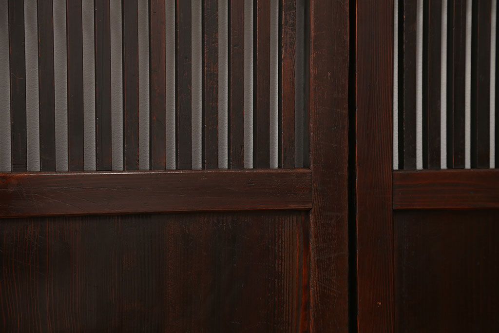 古民具・骨董　明治〜大正期　古い木のアンティーク格子戸4枚セット