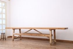 アンティーク家具　アンティーク　特大!天板無垢材一枚板幅3.6m　特大作業台(テーブル、陳列台)(2)