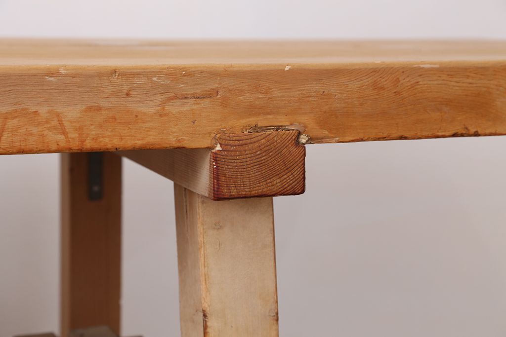 アンティーク家具　アンティーク　特大!天板無垢材一枚板幅3.6m　特大作業台(テーブル、陳列台)(2)
