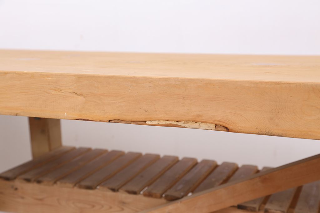 アンティーク家具　アンティーク　特大!天板無垢材一枚板幅3.6m　特大作業台(テーブル、陳列台)(2)