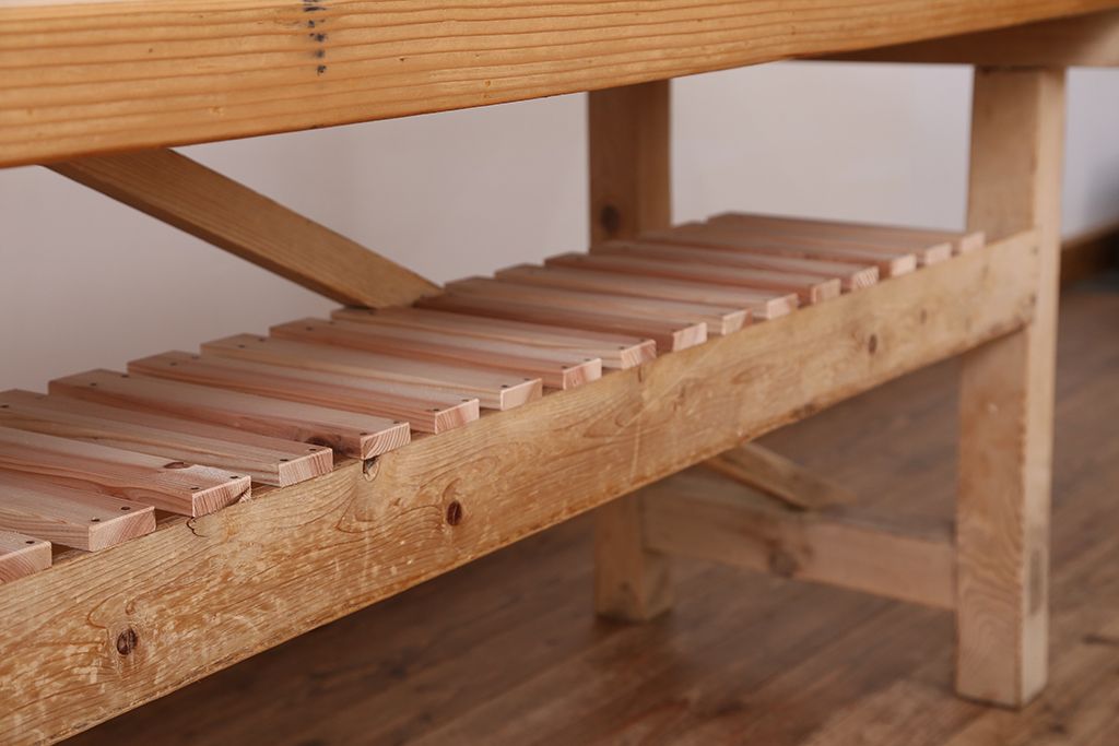 アンティーク家具　アンティーク　天板無垢材の特大作業台(幅3.6m)　