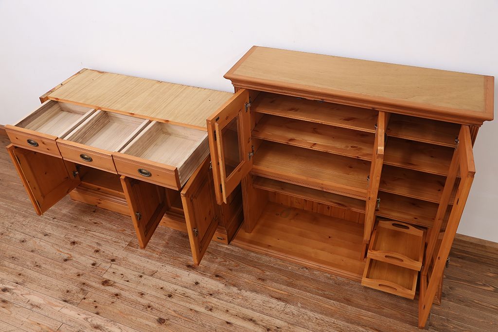 中古 シャルドネ パイン材食器棚 ラフジュ工房