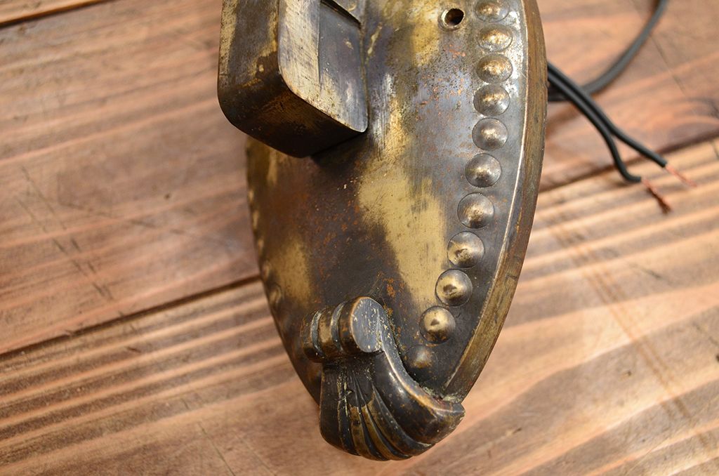 日本製!古い真鍮ブラケット乳白ガラスウォールランプ(照明電笠)