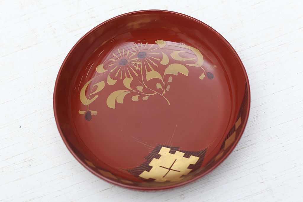アンティーク雑貨　大正期!大内塗・古い蒔絵の木製皿　20枚セット(漆器)