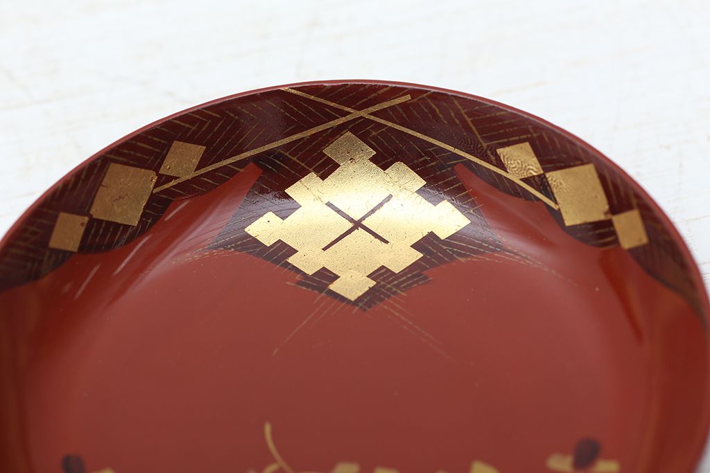 アンティーク雑貨　大正期!大内塗・古い蒔絵の木製皿　20枚セット(漆器)