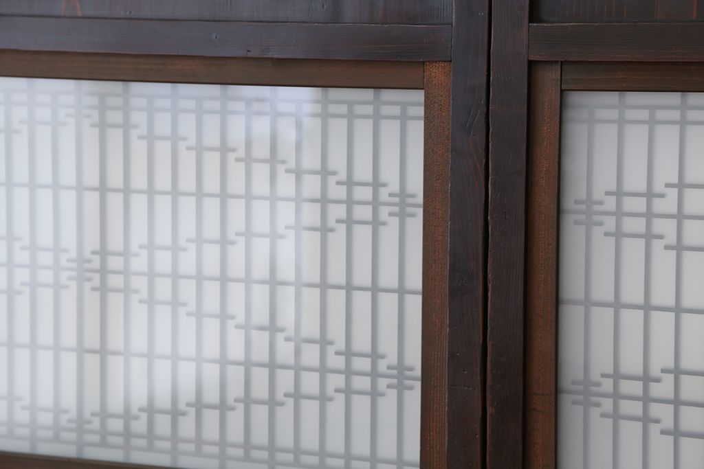 古民具・骨董　組子ガラス帯戸　4枚セット