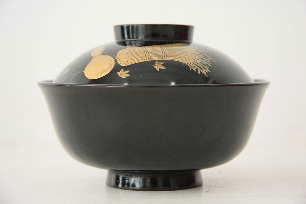 アンティーク雑貨　アンティーク　大正〜昭和初期!古い蒔絵の木製お椀など11点(漆器)