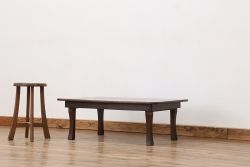 アンティーク家具　古民具・骨董　古い栓材の角ちゃぶ台(テーブル)