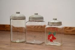 アンティーク雑貨　昭和レトロ　古い駄菓子屋のガラス瓶　3個セット(1)