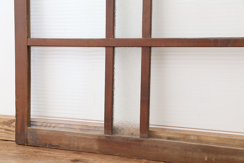 アンティーク　古い木味の大きなガラス戸　2枚セット(引き戸・窓)