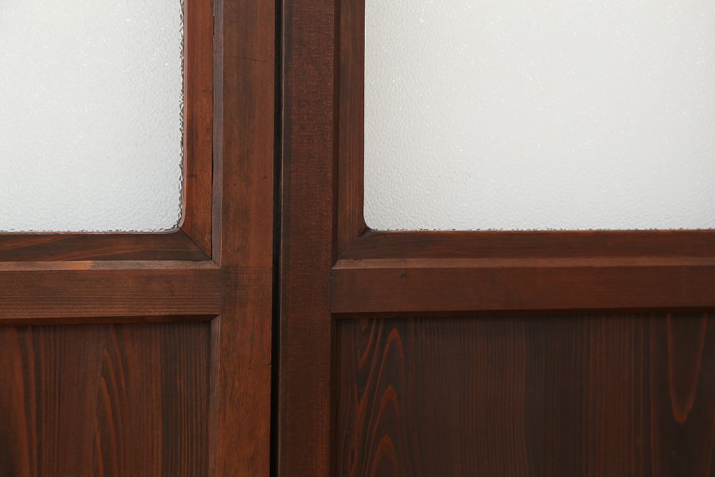 ★アンティーク　素敵なデザイン!古い木の上質なダイヤガラス戸　2枚セット(引き戸、建具)