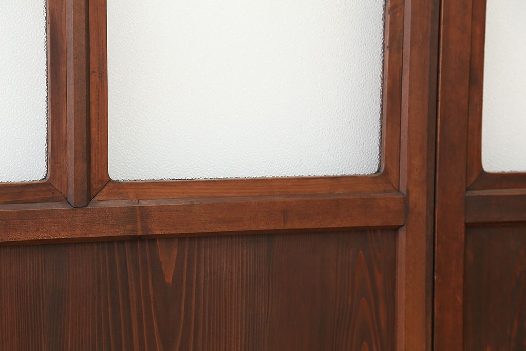 ★アンティーク　素敵なデザイン!古い木の上質なダイヤガラス戸　2枚セット(引き戸、建具)