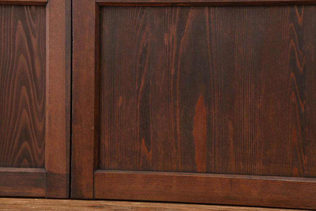 ★アンティーク　素敵なデザイン!古い木の上質なダイヤガラス戸　2枚セット(引き戸、建具)