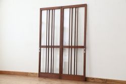アンティーク　レトロなデザインのガラス戸　2枚セット(引き戸、建具)