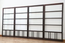 アンティーク　古い木のシンプルなガラス戸　4枚セット(引き戸、建具)