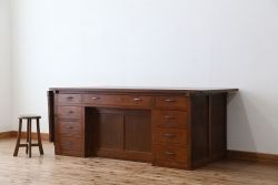 アンティーク家具　アンティーク　特大!古い洋裁店の大きなバタフライテーブル付き大きな作業台(カウンターテーブル)