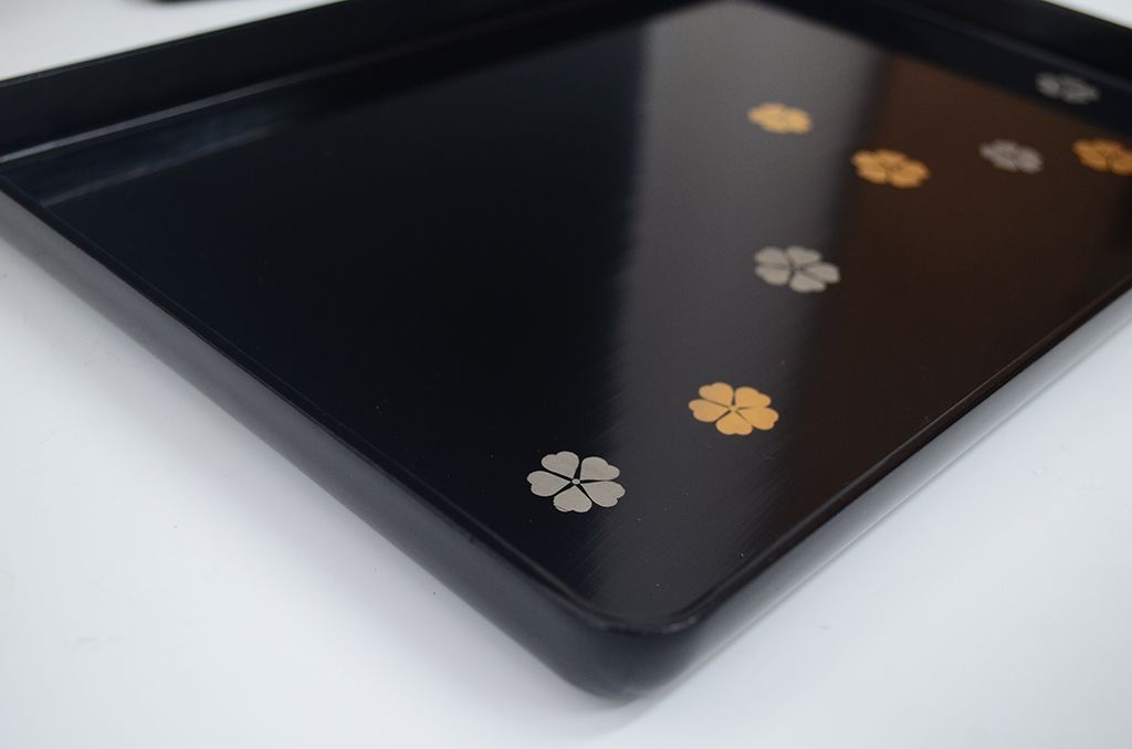 アンティーク雑貨　大正〜昭和初期　蒔絵の美しい木製菓子鉢・皿セット(漆器)
